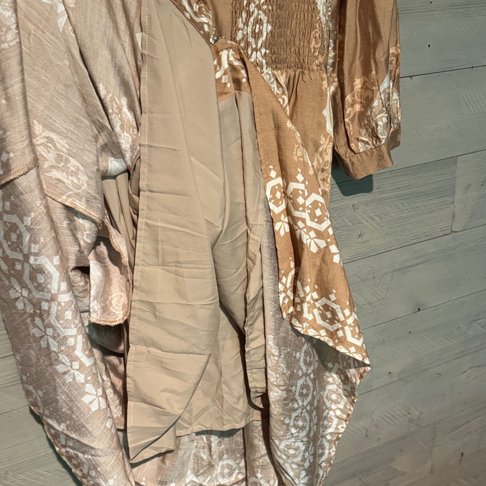 C. Luce Tan Printed Long Sleeve Midi Dress - Picture 8 of 12
